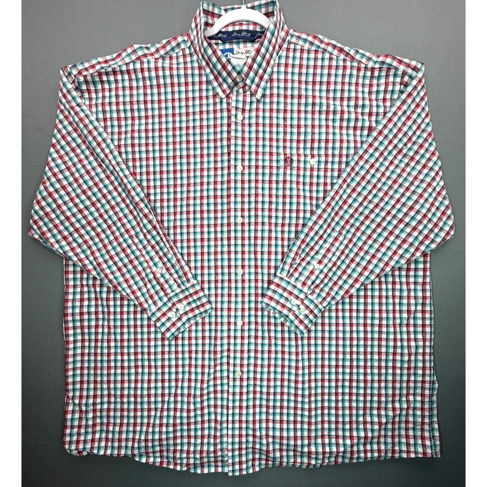 Wrangler George Strait Cowboy Cut Shirt Red Teal Plaid Button Down | Men's 4X